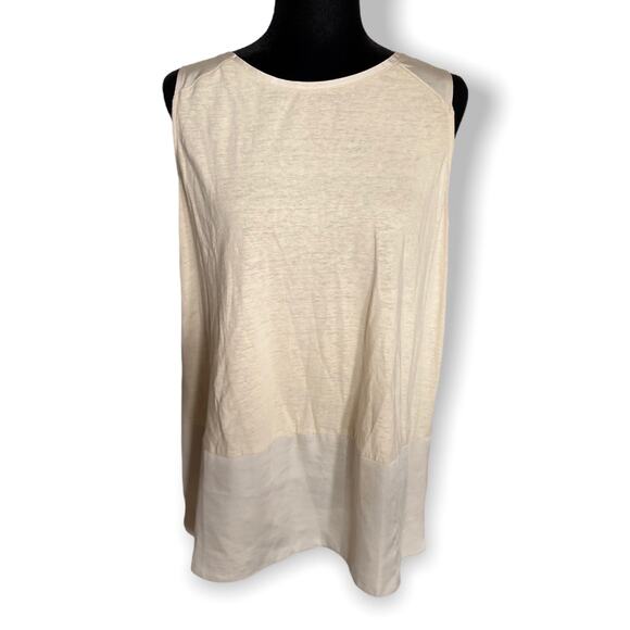 Chico's Womens Tank Top Size 2 Large 12 Ecru Beige Linen Blend Sleeveless - Picture 1 of 7